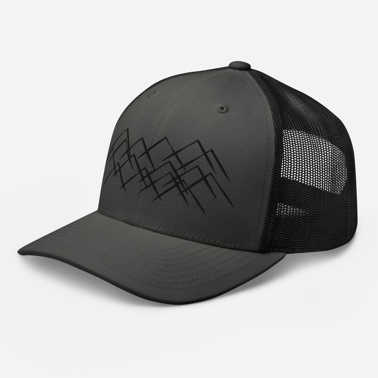 Casquette Trucker Charcoal Black Montagnes – Idée cadeau nature.