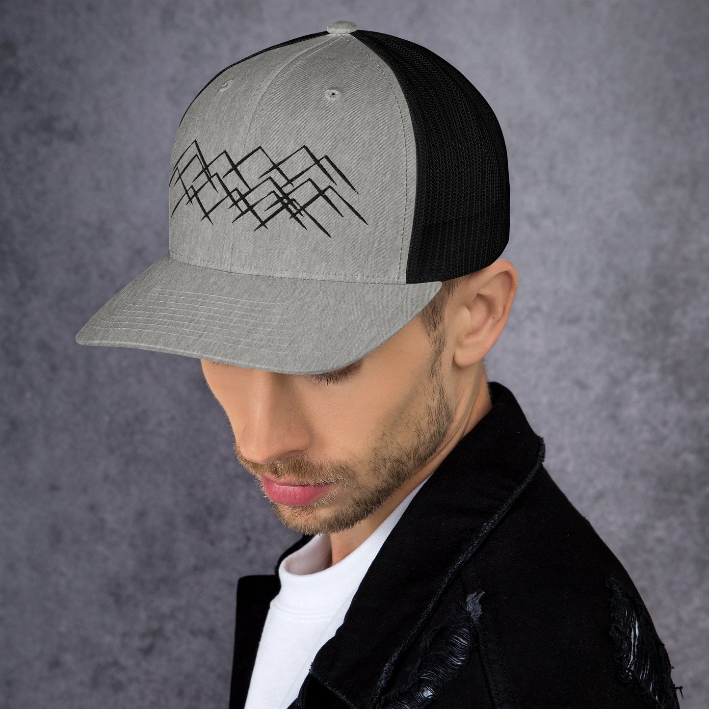 Accessoire outdoor Heather/Black – Casquette minimaliste Montagnes.