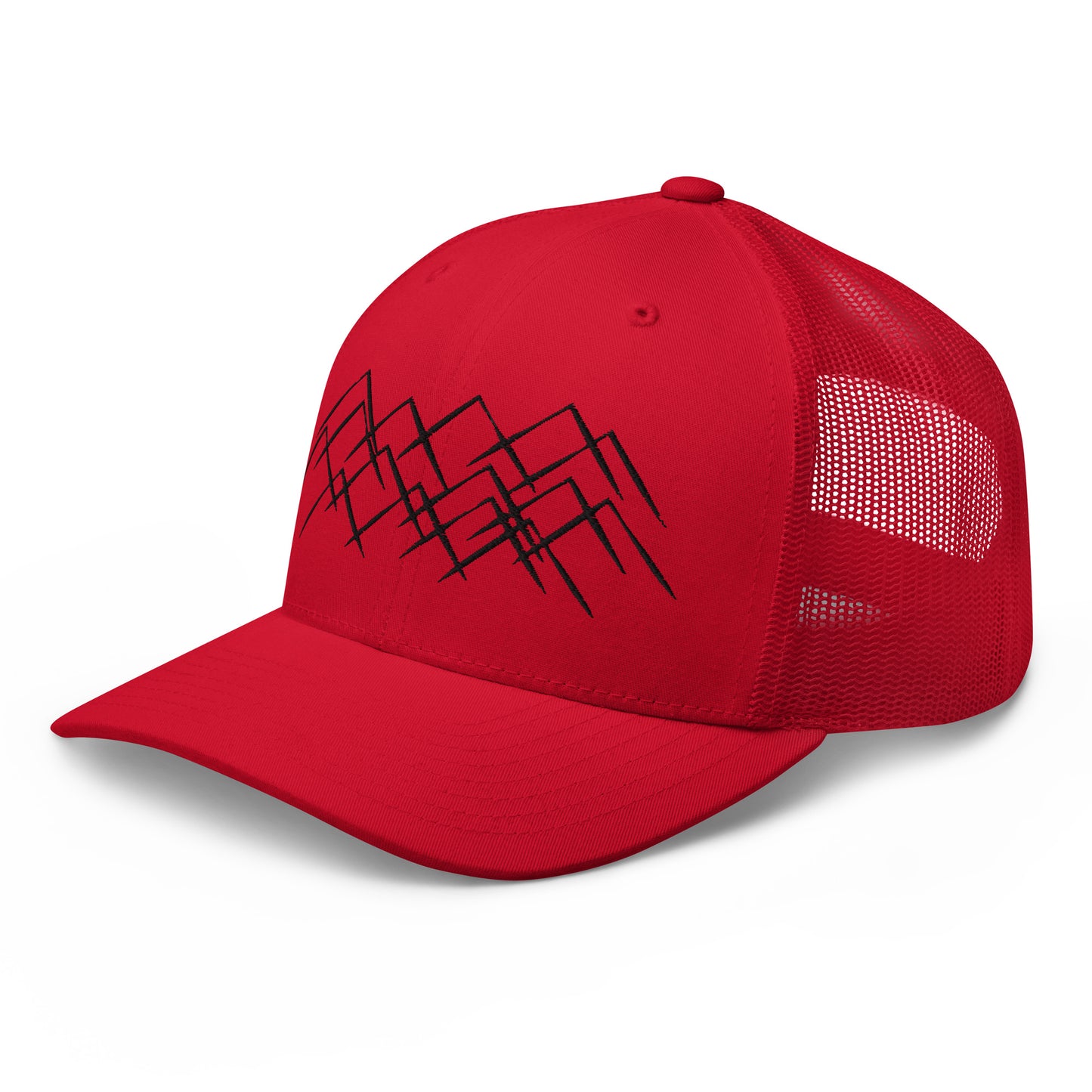 Casquette rouge brodée Montagnes pour randonnée en plein air.