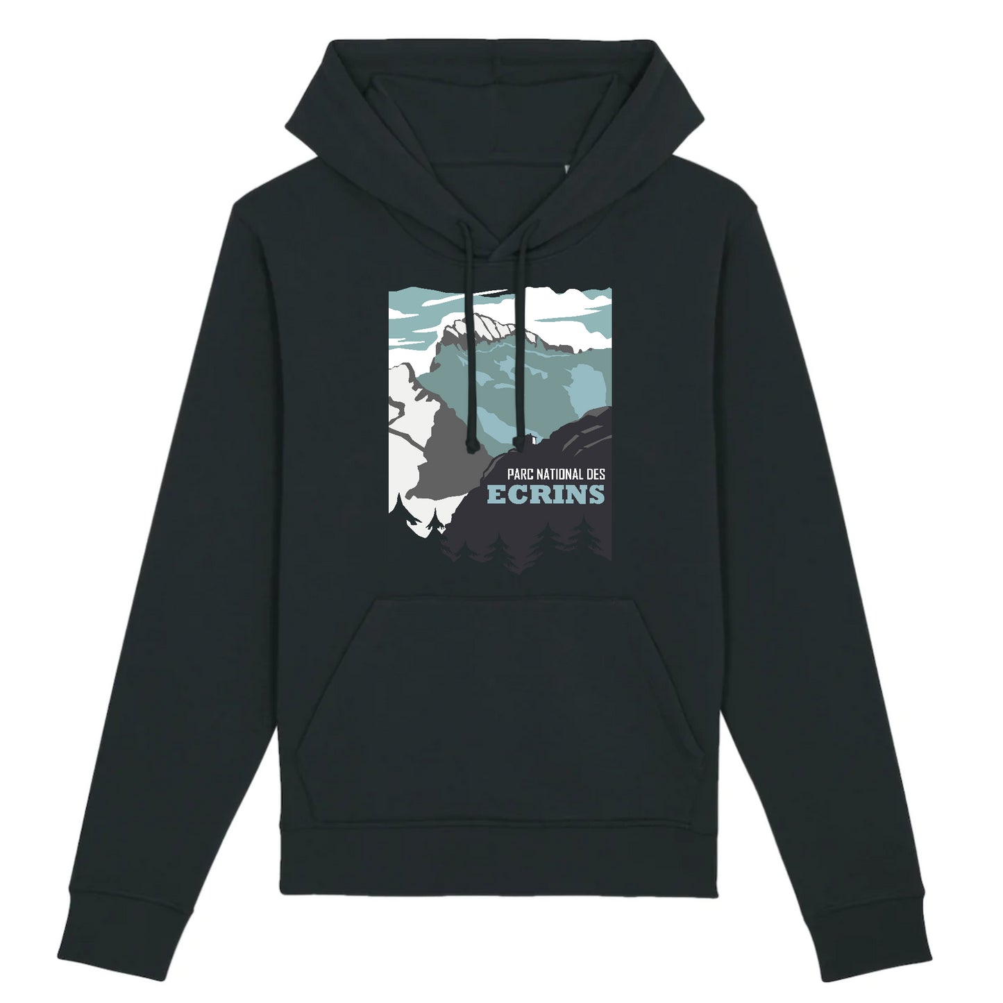 Noir Sweat Design - Capuche Unisexe Parc national des Ecrins
