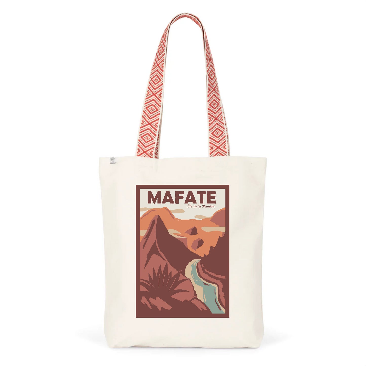 Tote-bag Ethnique Shopping - Design Unique du Cirque de Mafate - Rouge