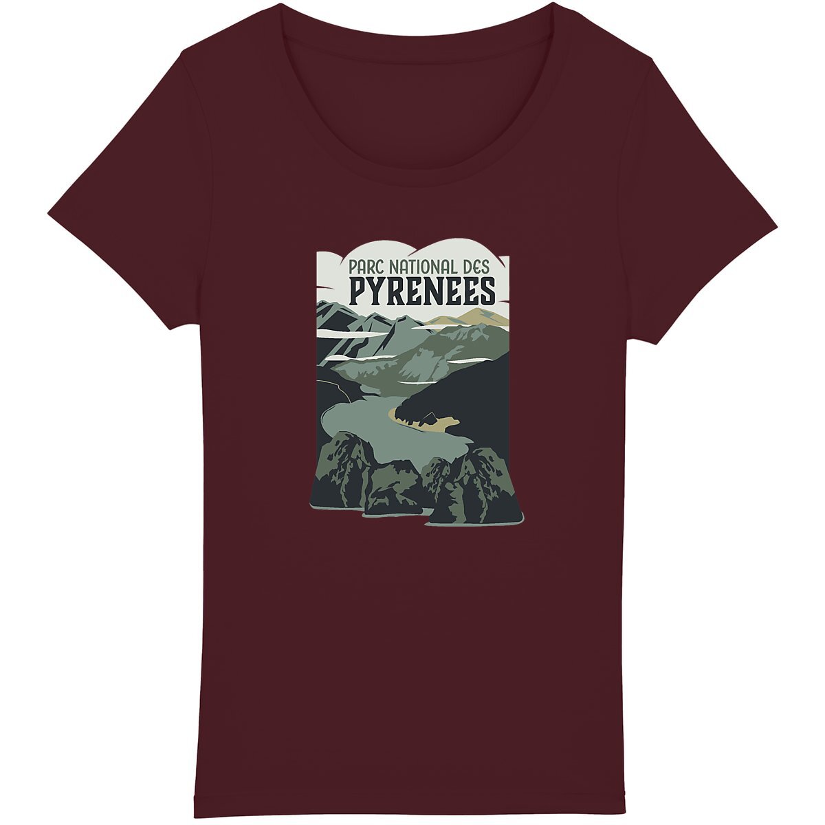 T-shirt féminin durable avec panorama pyrénéen du Lac d'Aubert