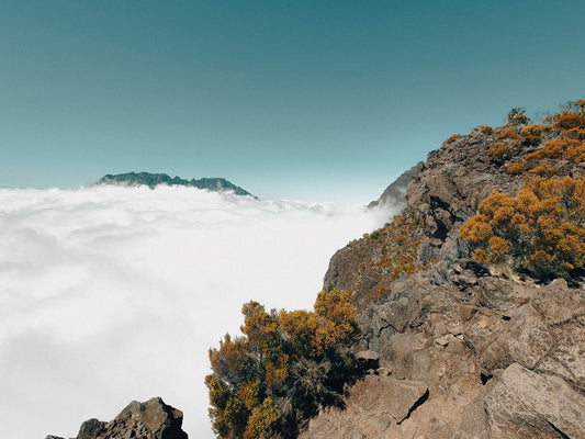 Vue depuis le Grand Bénare sur le Piton des Neiges à La Réunion, point culminant de l’île et sommet emblématique surnommé le toit de l’océan Indien.