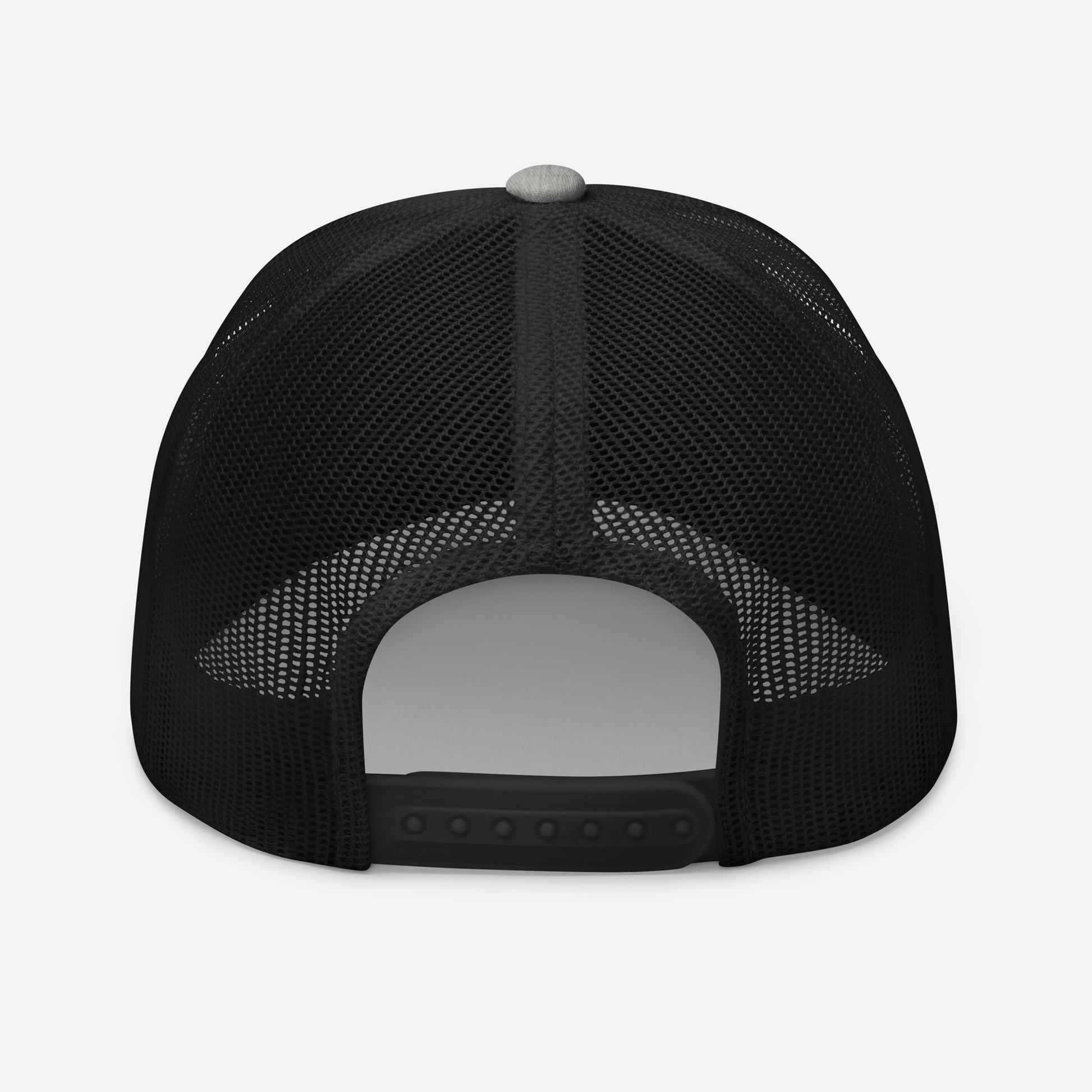 Casquette trucker Sortie Longue heather et noir vue arrière avec filet, pensée pour les usages outdoor prolongés.