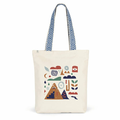 Zoom sur le visuel Nature & Dénivelé imprimé sur tote bag recyclé Sortie Longue.