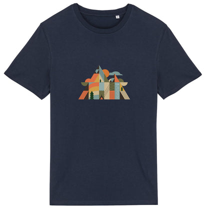 Emballage écoresponsable du t-shirt Montagnes Géométriques, prêt à offrir