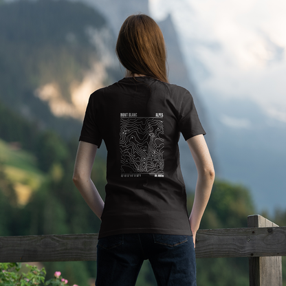 T-shirt topographie du Mont blanc unisexe