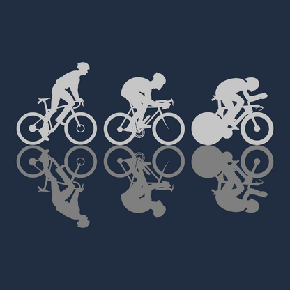 Visuel du design cyclistes : trois silhouettes (grimpeur, rouleur, sprinteur), style minimal.