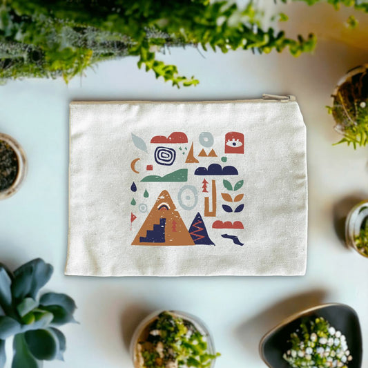 Pochette coton recyclé Nature & Dénivelé – design montagne et topographies.