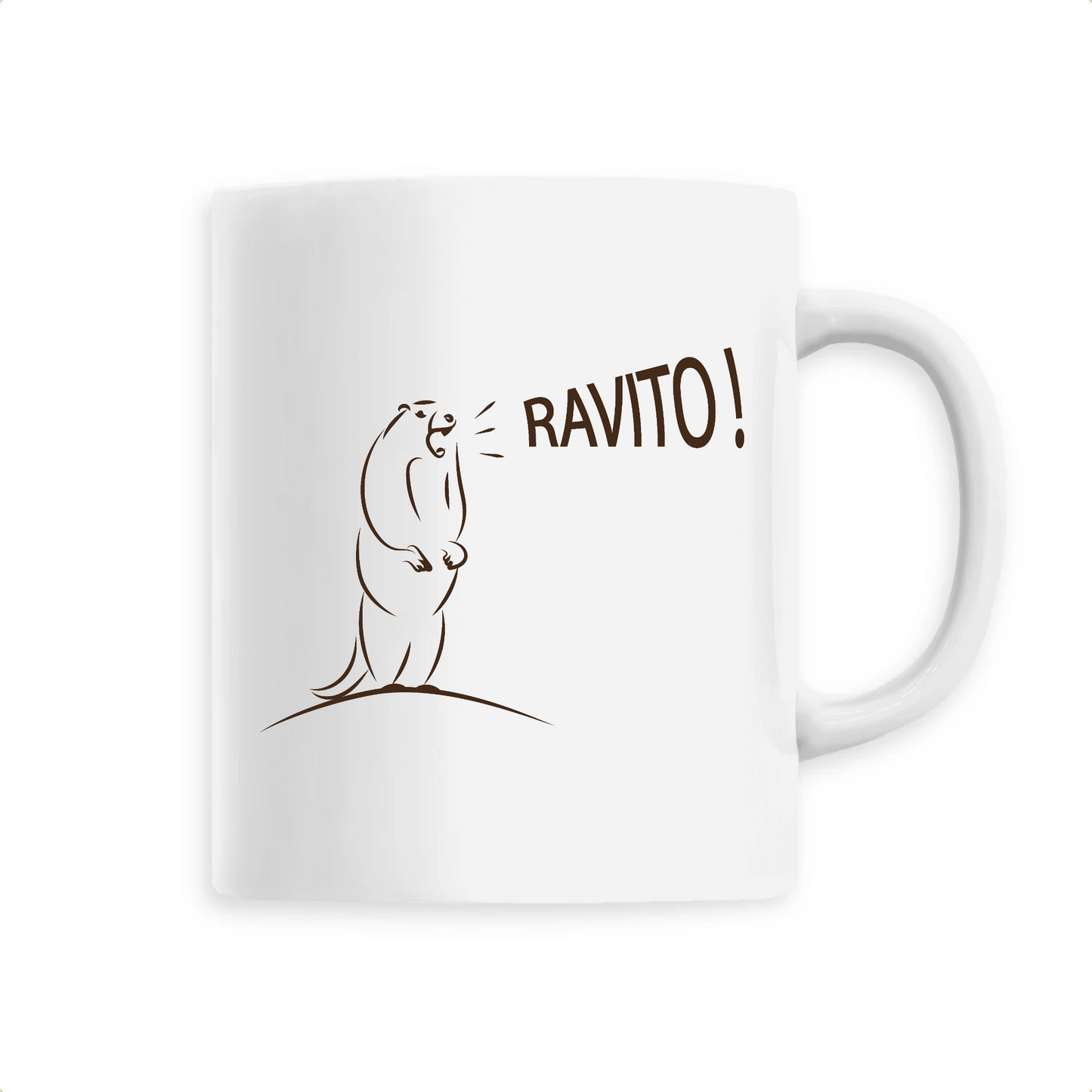 Mug en céramique avec marmotte criant "Ravito!" - Idée cadeau pour les amateurs de courses - Blanc
