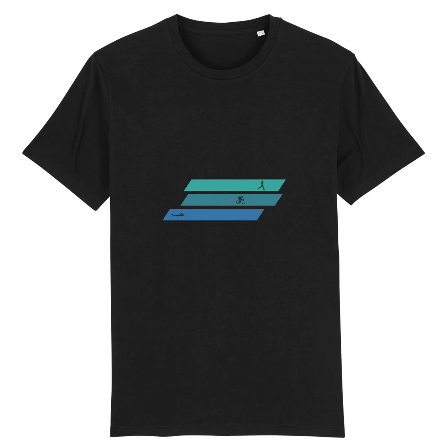 Noir T-shirt homme en coton bio inspiré du triathlon - Design unique et tendance