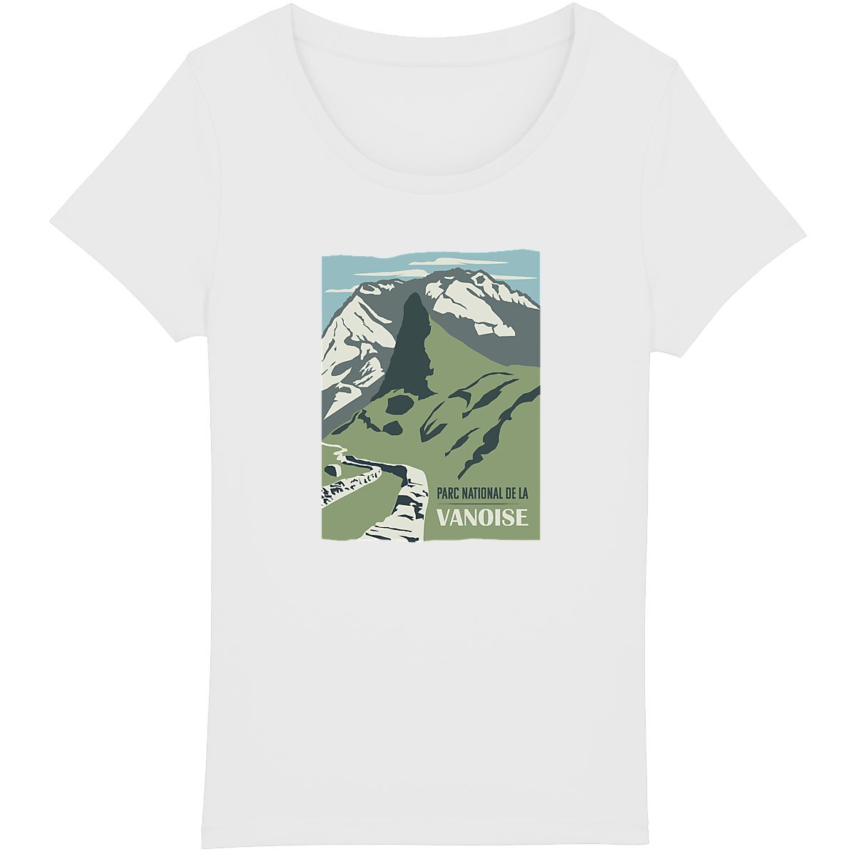 T-shirt femme bio avec vue imprenable du Vallon de la Glière