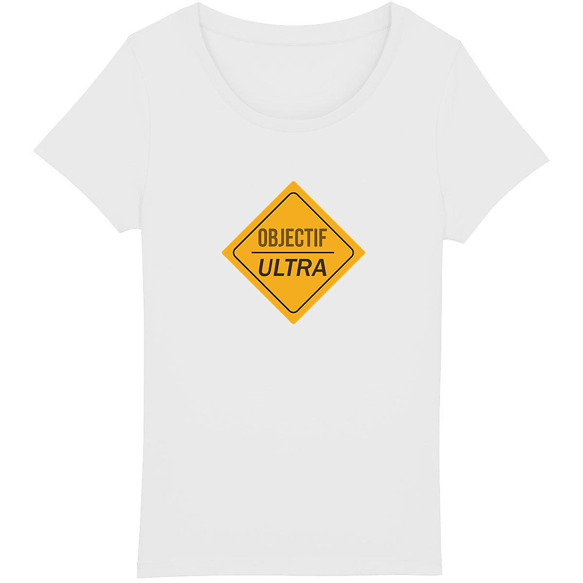 T-shirt femme trail avec design "Objectif Ultra" panneau australien