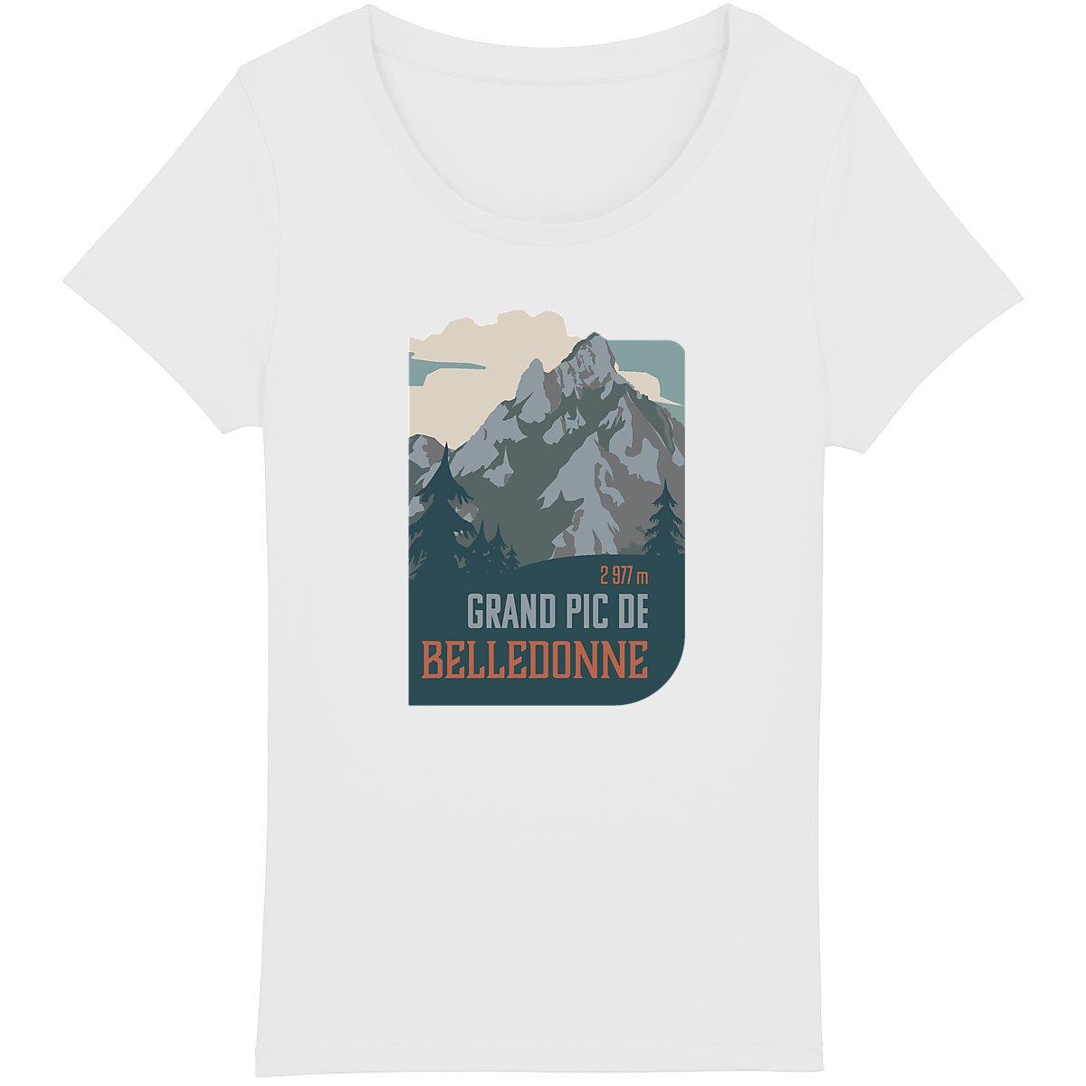 T-shirt femme bio avec élégant design du Grand pic de Belledonne