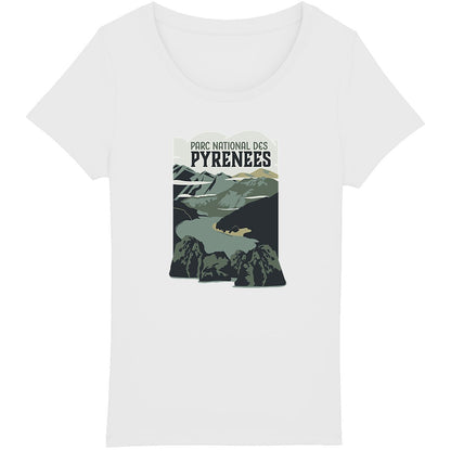 T-shirt femme bio évoquant le Pic de Néouvielle et le Lac d'Aubert
