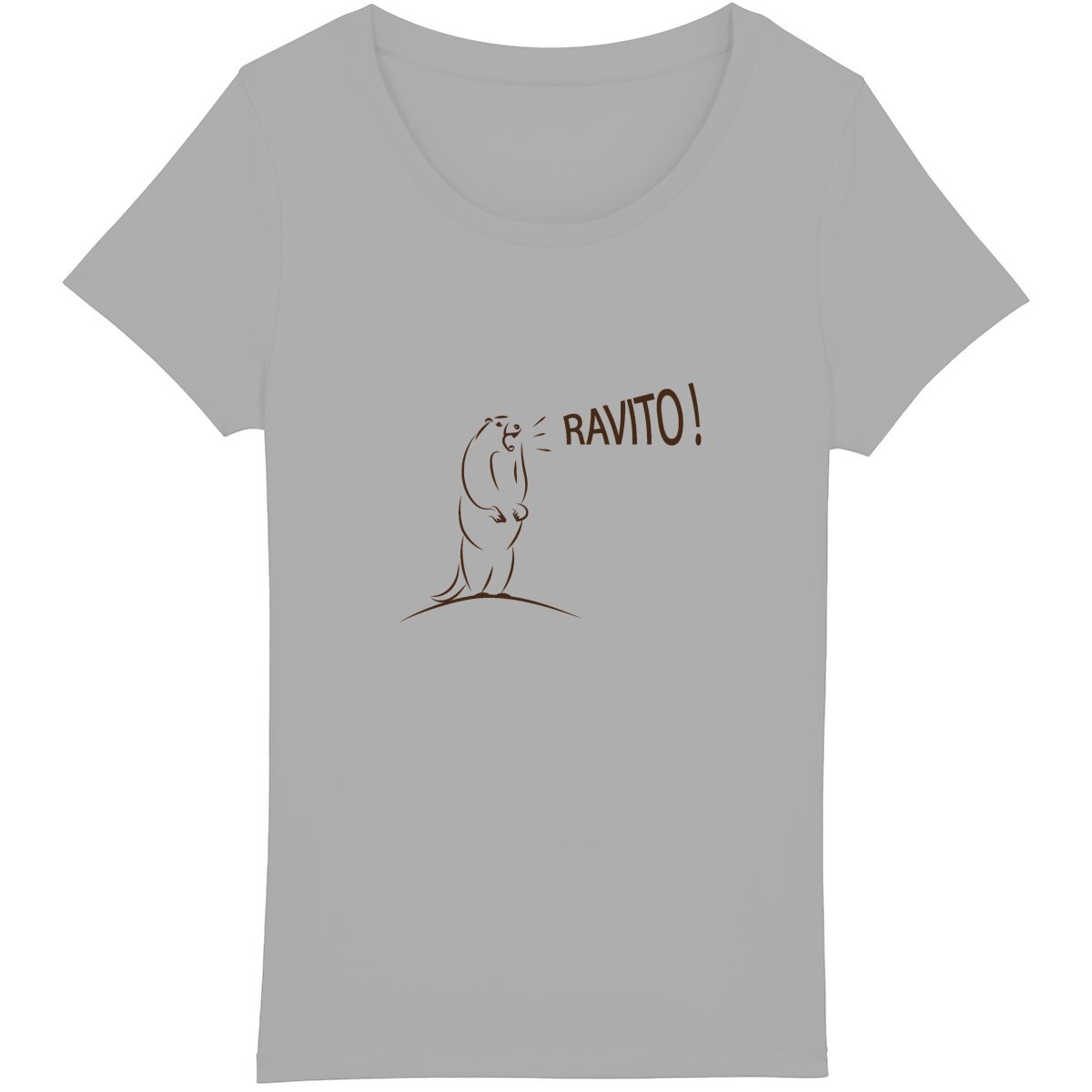 T-shirt running femme avec message "Ravito" et marmotte joyeuse