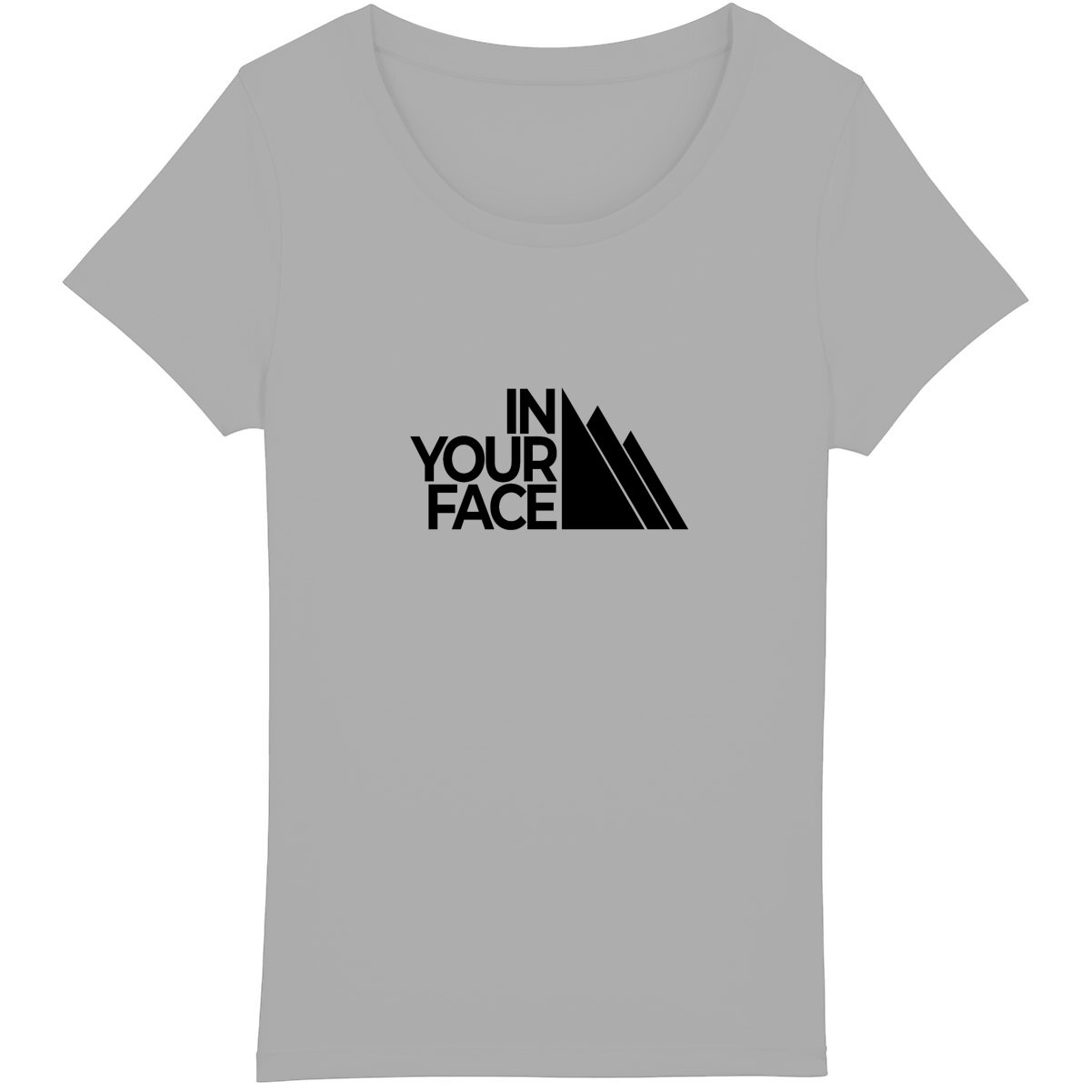 Design unique 'In Your Face' sur t-shirt femme écoresponsable