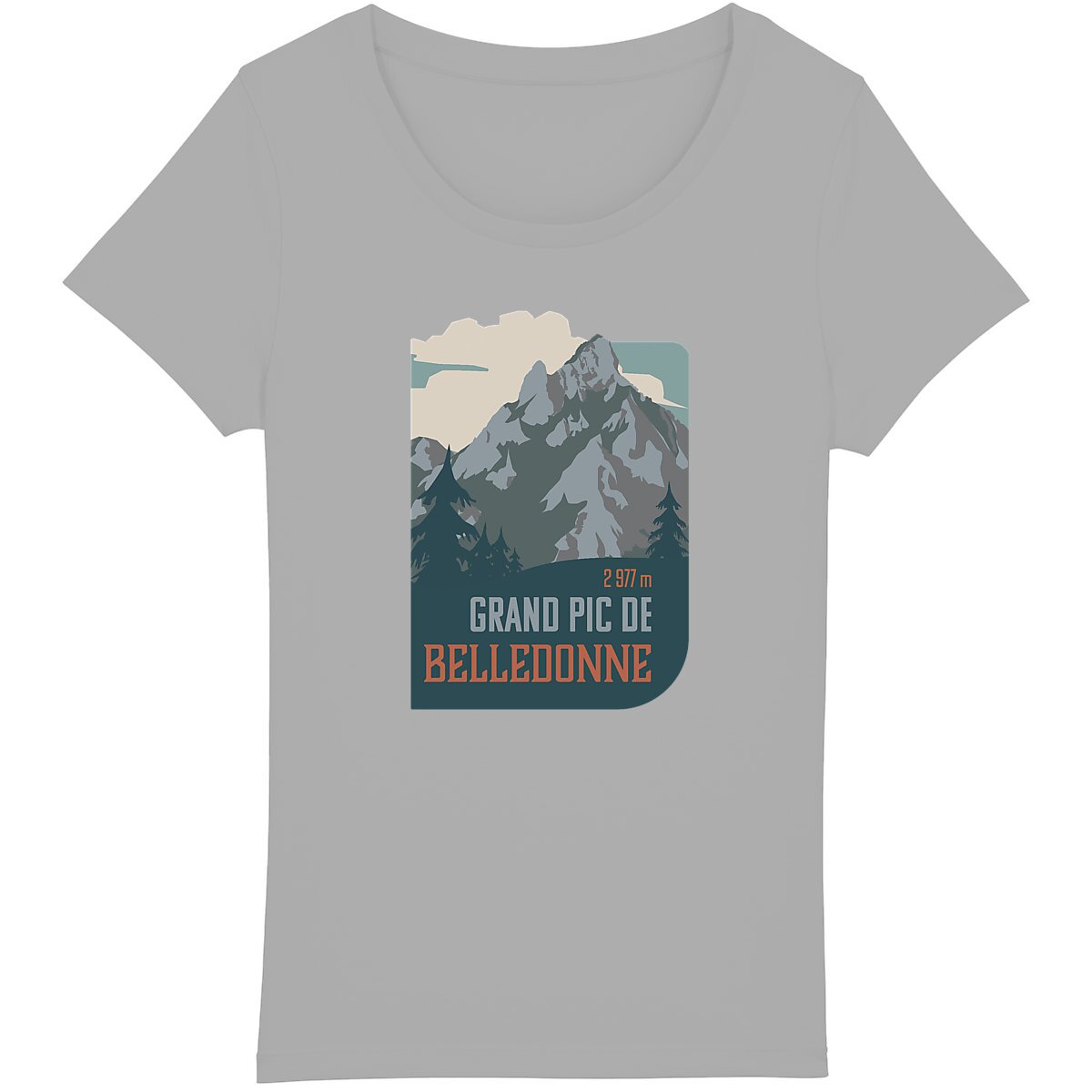 T-shirt éthique représentant le sommet majestueux de Belledonne