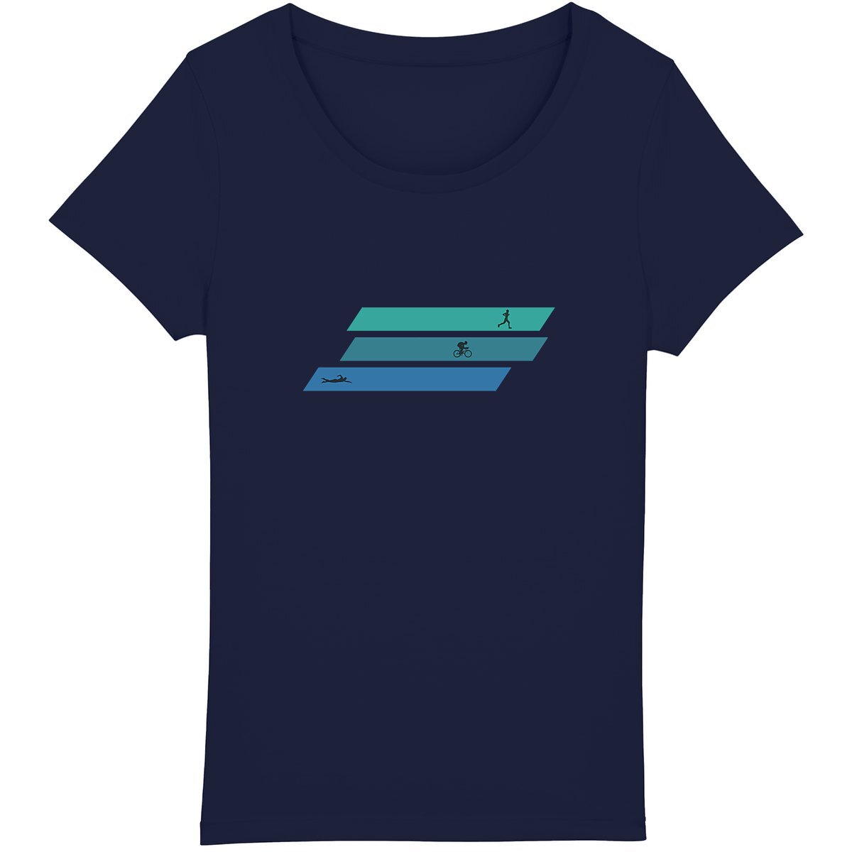 Style triathlon sur un t-shirt féminin éco-responsable et dynamique