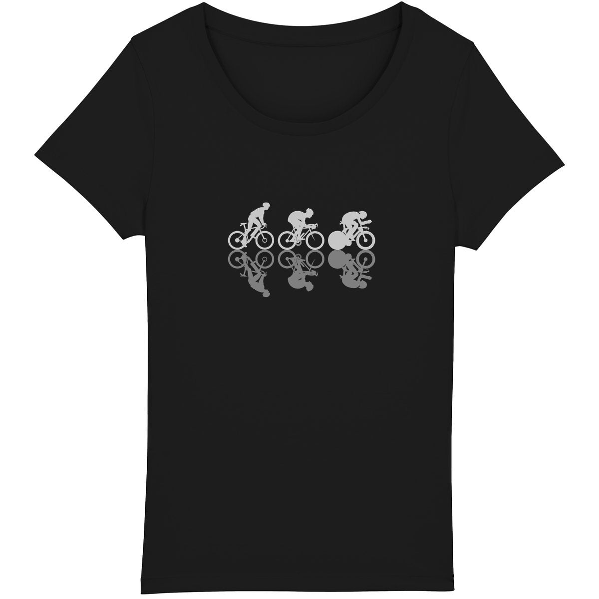 T-shirt sportif coton bio avec design cyclistes pour passionnées de vélo