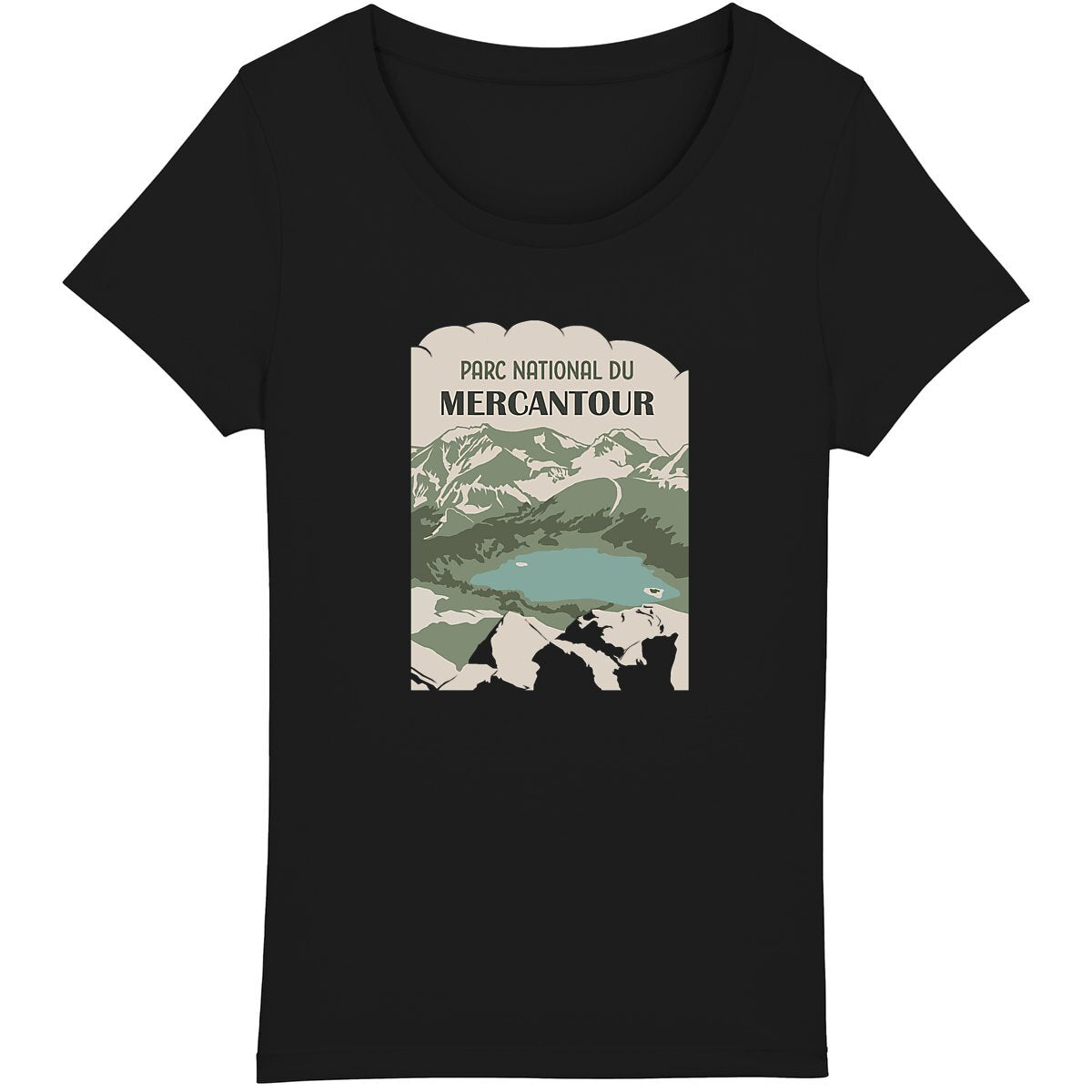 T-shirt en coton bio avec panorama du Lac d'Allos dans le Mercantour