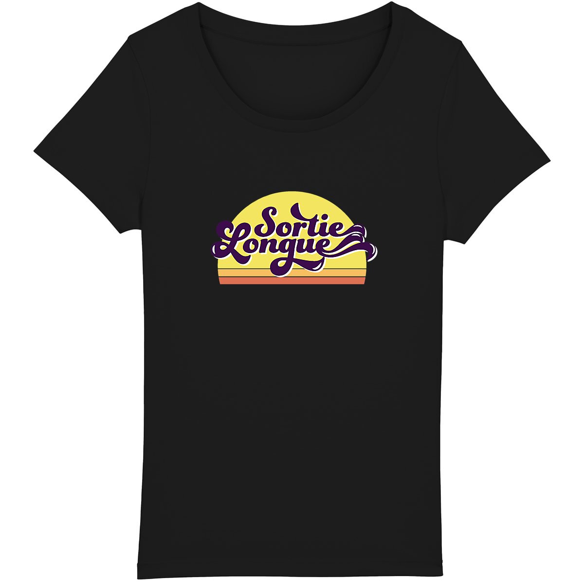 T-shirt confortable "Sortie Longue" avec design coucher de soleil vintage