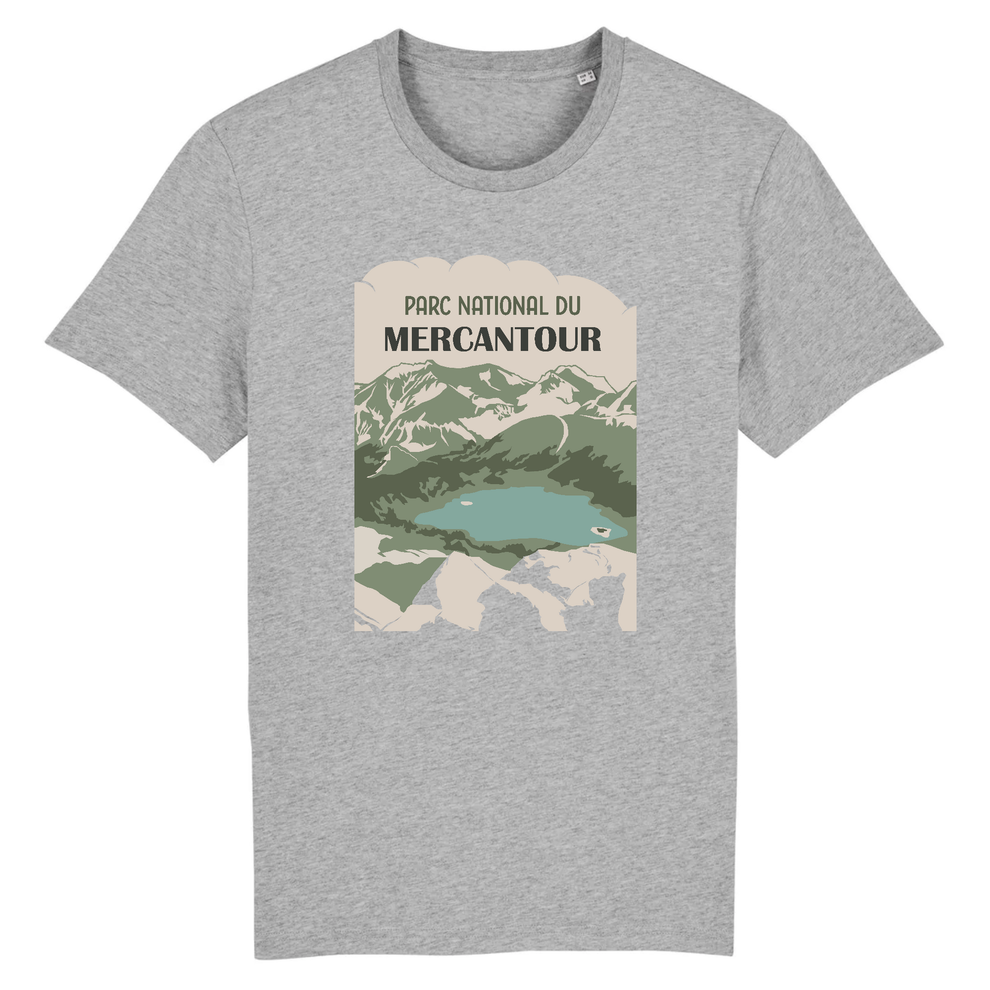 Vue de face t-shirt gris, design Mercantour.