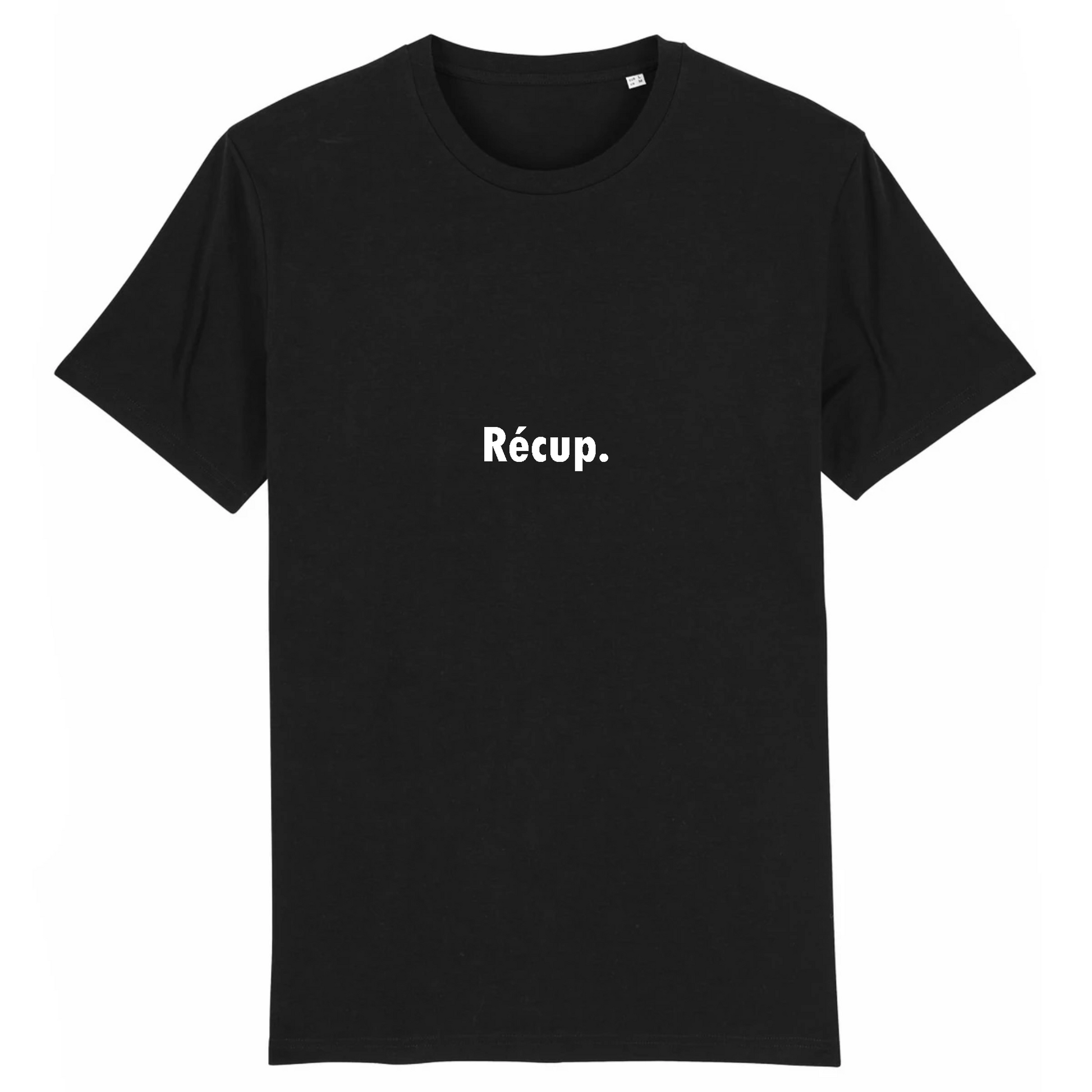 T-shirt unisexe Sortie Longue noir avec inscription « Récup. », visuel sobre et minimaliste évoquant les phases de repos après la sortie.